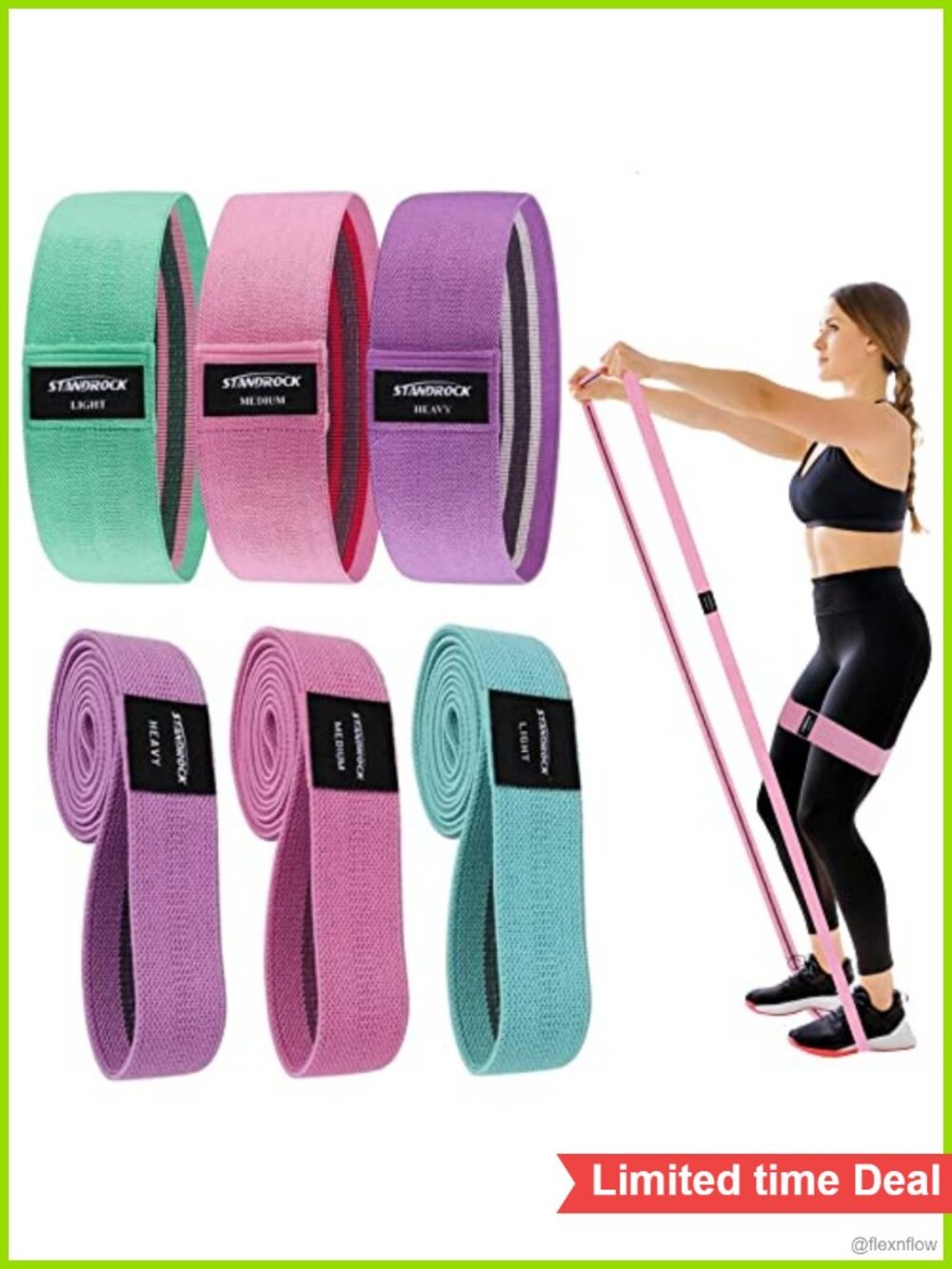 Fabric Resistance Bands Set of 6 with Carry Bags Workout Bands for Women Men